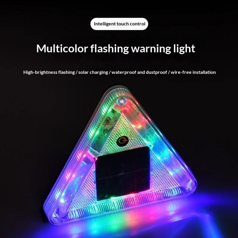 Solar-Powered Triangle Led Warning Light Car Night Safety Flashing Led Light Car Warning Lamp Anti-Collision Wide Tail Light