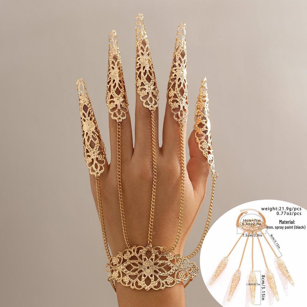 Gotycka Bransoletka na Palec z Koralikami w Kształcie Stożków i Chwostami