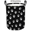 1pc Laundry Basket, Black And White Paw Print Pattern Dirty Clothes Bin, Collapsible Fabric Storage Organizer with Handles, Casual Home Living Style S