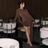 European and American Women's Clothing Autumn New Temperament Fashion Irregular Straps Long Sleeves Slim Streamer Hip Dress