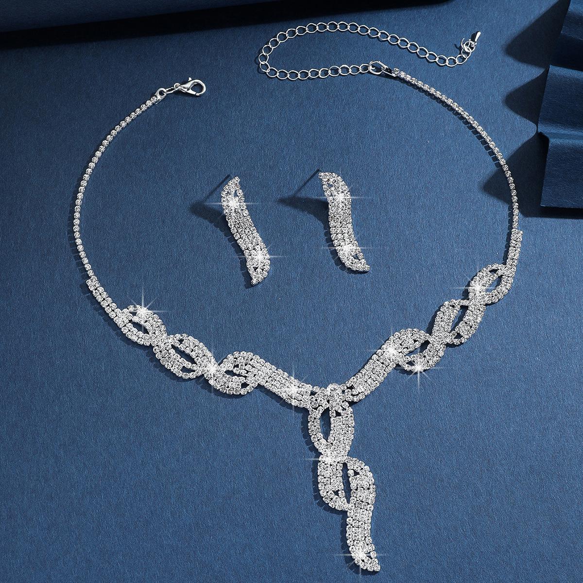 

Свадебные аксессуары Комплект ожерелье серьги-гвоздики комплект из двух предметов Элегантный женский комплект цепочка свадебное вечернее платье банкетные аксессуары