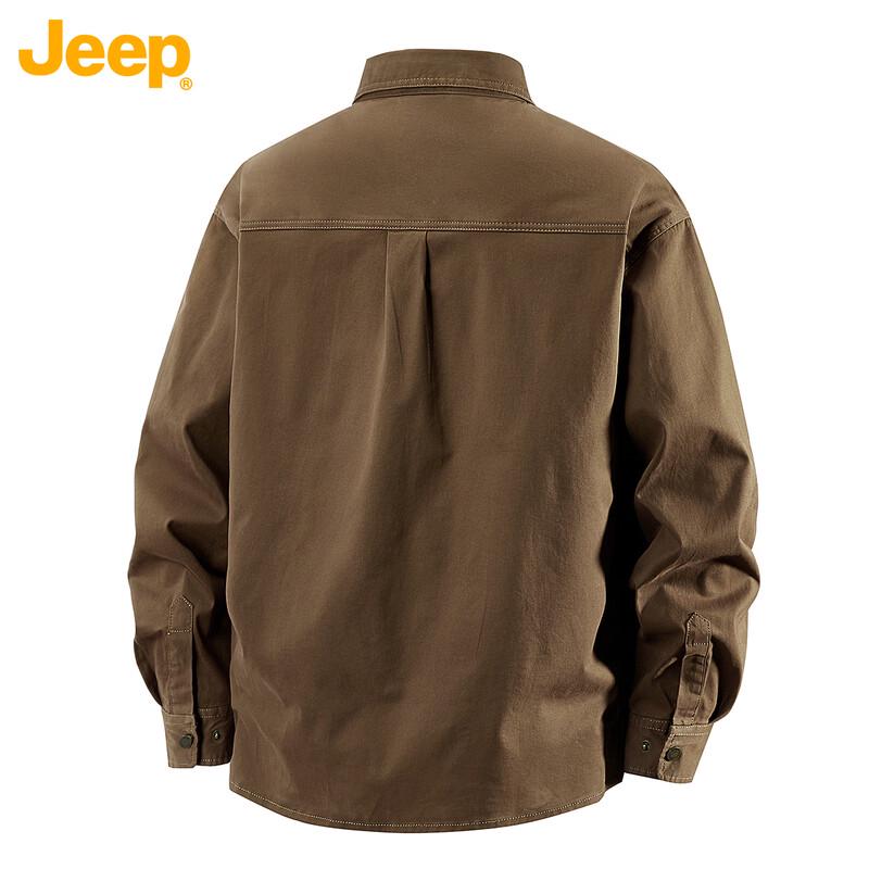 JEEP Men's Washed Cotton Long Sleeve Work Shirt