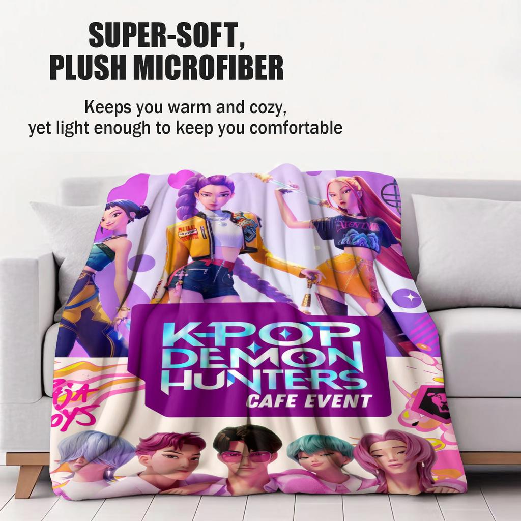 K-Pop Hot Group HUNTR/X & SajaBoys Fleecedecke Niedlich Anime Super Warm Qualität für Reise Büro Zuhause Couch Fans Must-Have Geschenk