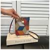 New thin fashion rhombus splicing small square bag plaid design soft leather material girl style crossbody A
