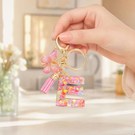 Heart Keyring Keychain Pendant Epoxy Resin Pink 10.7 Cm/4.21 In 1 Pc