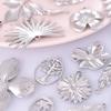 6pcs Silver Color Plant Tree Leaf Flower Charms For Jewelry Making Earring Necklace Connector Stainless Steel Charm Pendant Bulk