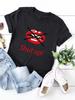 Shut Up Red Lip Print Women T Shirt Short Sleeve O Neck Loose Women Tshirt Ladies Tee Shirt Tops Clothes Camisetas Mujer