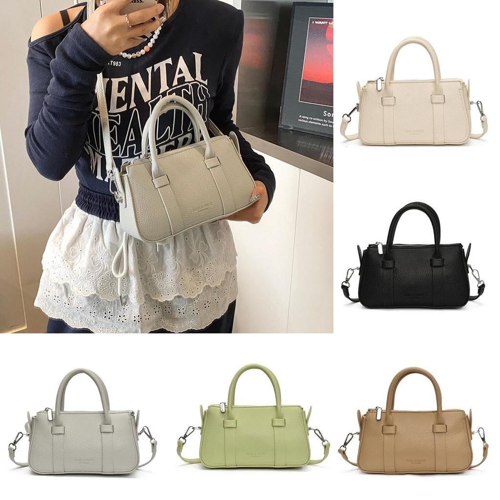 Pu Color Solid Small Crossbody Handbag Women Inner Pouch Zipper Top Bags Travel