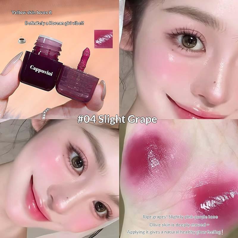 Cappuvini Mini Moisturizing Liquid Blush Energetic Sweet Cheek Rouge Blusher Long-Lasting Easy To Apply Naturally Breathable