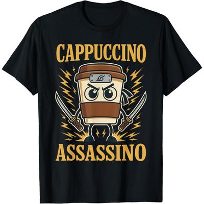 Włoskie Cappuccino Assassino Brainrot, Zabawna Koszulka z Memem Brain Rot(1)