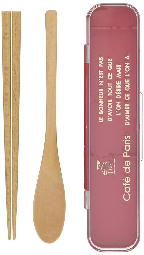 Masakazu Bento Wooden Spoon and Chopsticks de Set, Café Paris, 18cm, Red, 48-79255-1