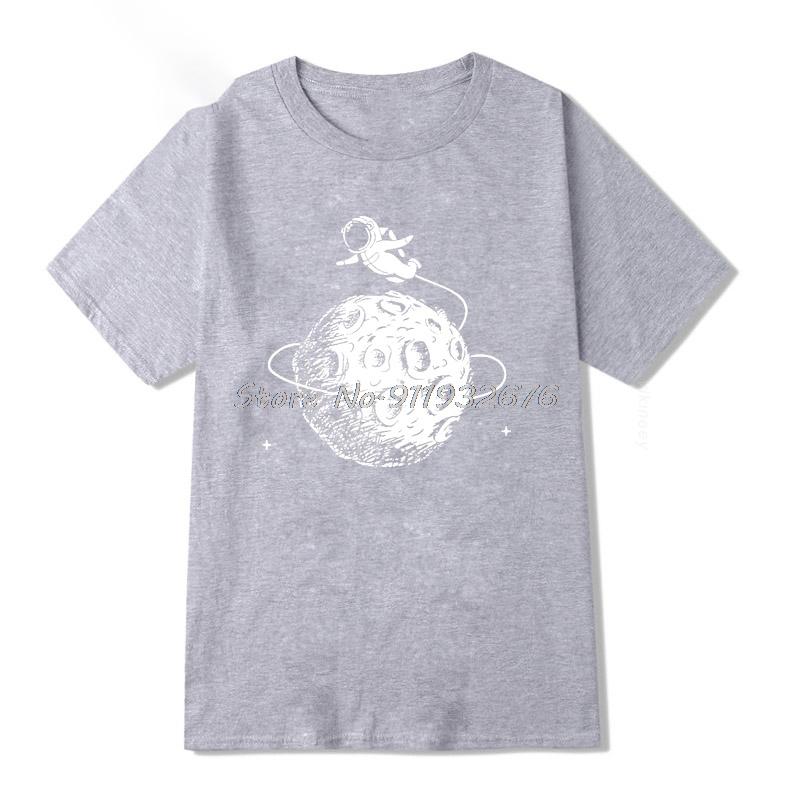 Cotton Casual Short Sleeve Funny Novelty Astronaut Space Flight Print Oneck Knitted Comfortable Fabric Street Unisex Tshirt S
