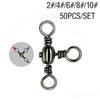 50PCS/Bag  Black Nickel Plating Three-Prong Connector T-Swivel Sub-Line Splitter Outdoor Fishing Bazi Ring Fishing Accessories