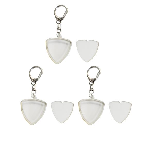 1/2/3Pcs Triangle Keychain Guitar Pick Holder Clear Case Heart Shaped