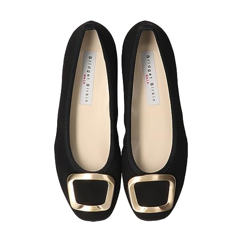 Bridget Birkin Women's Metal Buckle Walking Pumps, Size 24.5cm, Black Suede, 535220