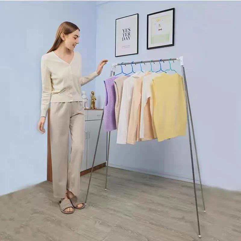 Hopfällbart reseklädtorkställ Rostfritt stål Utfällbart Inomhus Balkong Halkfria Fötter Klädhängare Torkställ för Kläder
