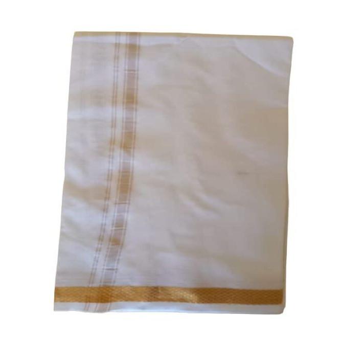 Mens Dhoti Cotton 2 Mtrs Fancy Border Dhothi/Vesti/Mundu White Colour Pack of 1 B0CTSYWKQ1