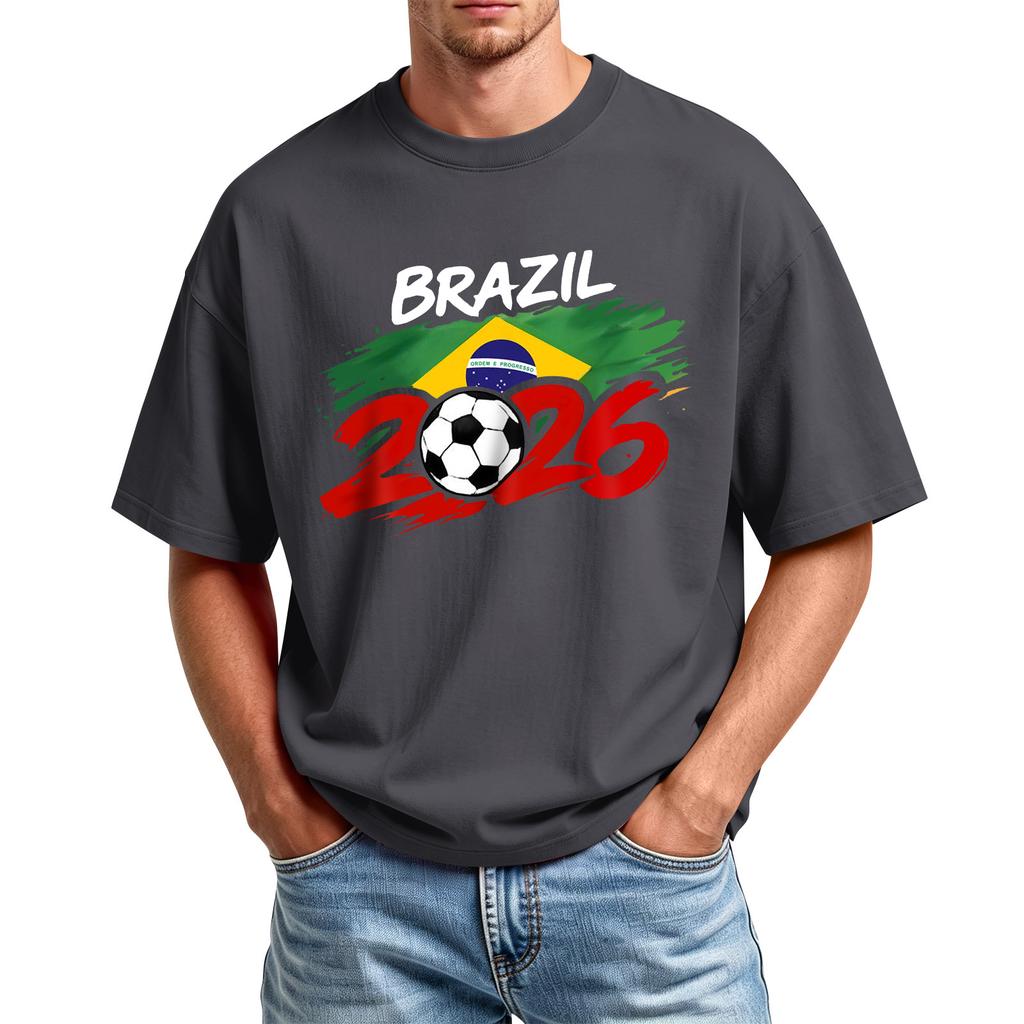 Men's Printed Round Neck T-Shirt Casual Sports Short-Sleeve Top