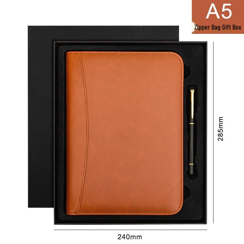B5 Loose-Leaf Business Notebook with Calculator – Thick Cowhide Multifunctional Stationery