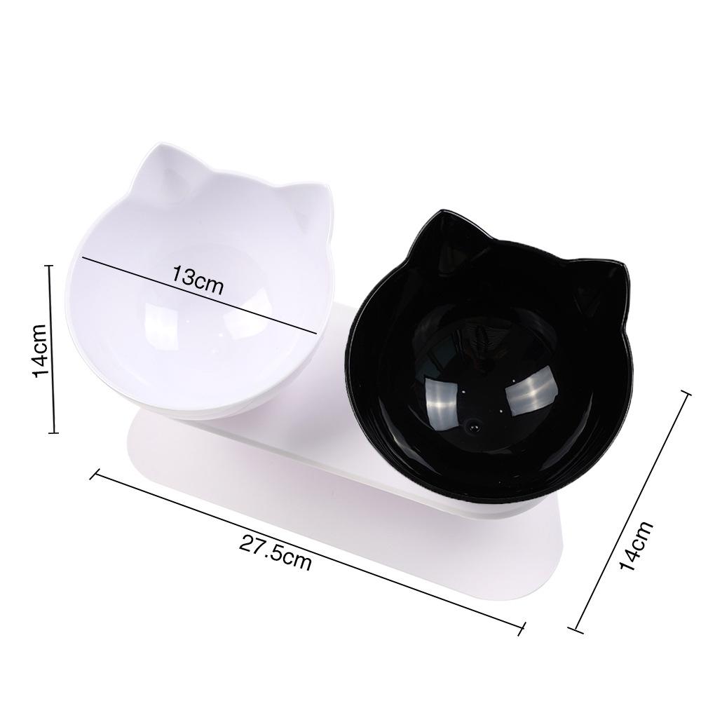 Non-Slip Double Cat Bowl with Elevated Design and Cat Ear Shaped for Pet Food