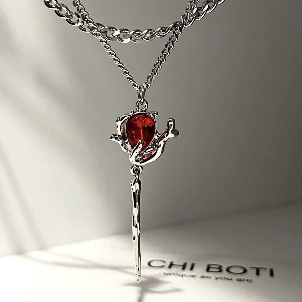 Xiaohongshu-Inspired Rose Scepter Necklace: Women's Chic, Sweet & Cool Dark Series