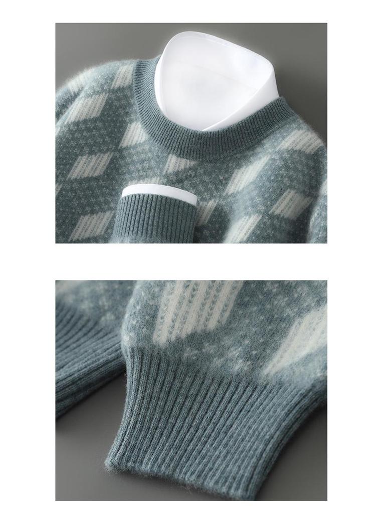 2025 Men's Autumn/Winter 100% Wool Jacquard Knit Sweater