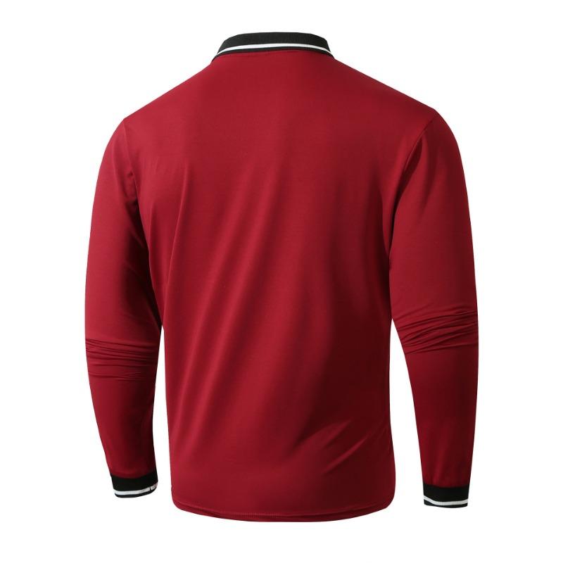 Spring Autumn Polo-neck Patchwork T-shirt Male Long Sleeve Casual Fashion All-match Pullover Tee Top Men