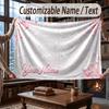 Floral Garden Theme Throw Blanket Custom Name Text Personalized Blanket Soft Cozy Blanket for Home Sofa Bed