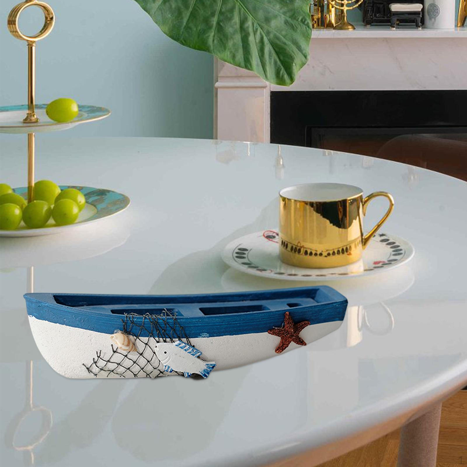 

Boat Ornaments Marine Bookshelf Decor Figure Home Decoration Accessories Creative Wood темно-синього кольору