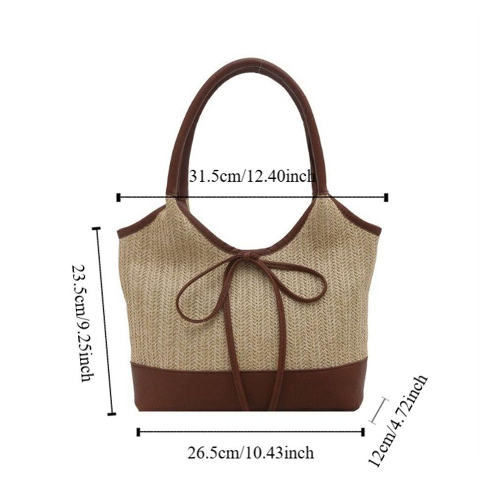 Large Capacity Straw Shoulder Bag Elegant Women's Handbag Korean Weaving Tote Bag  Beach