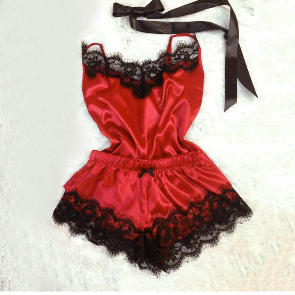 2PC Lingerie Women Sexy Nightdress Nightgown Sleepwear Underwear Set