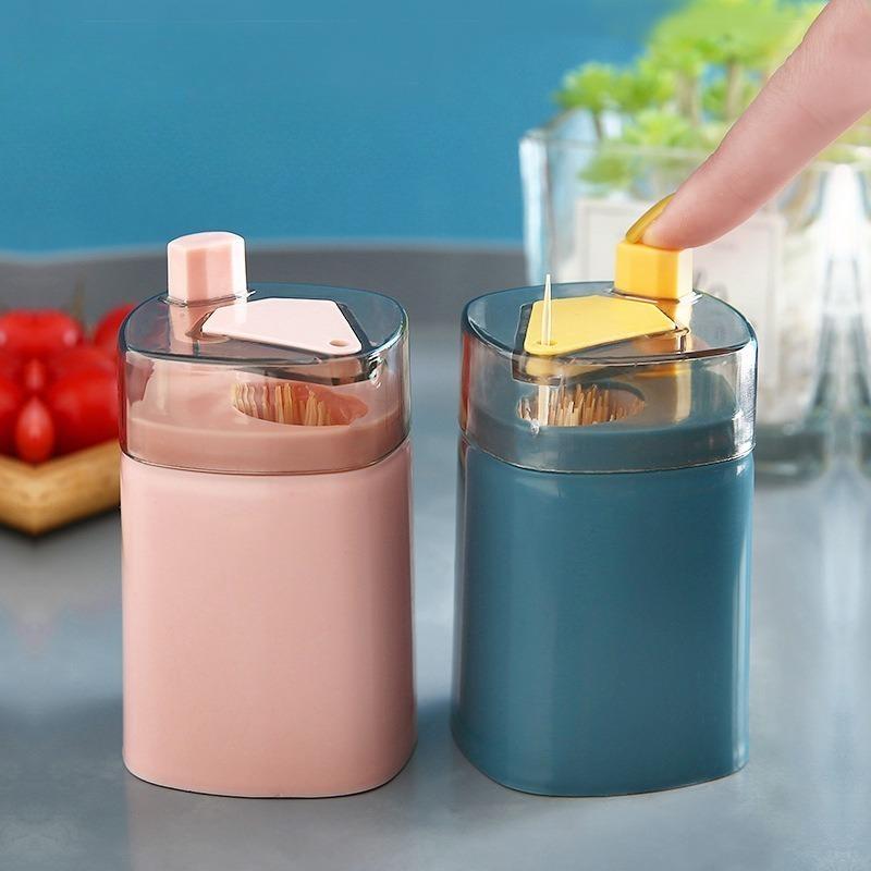 Household Creative Automatic Pops Up Toothpick Box Dispenser Home Living Room Dining Storage Boxes Holder