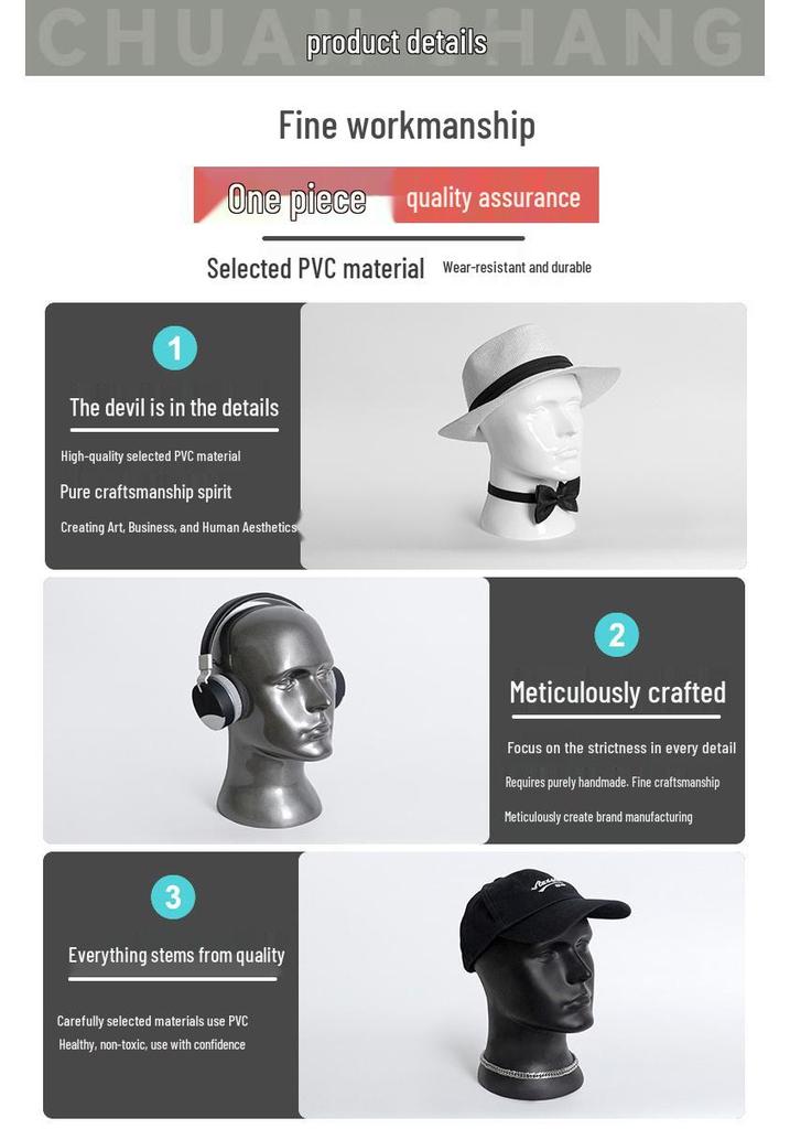 Multifunctional Display Mannequin Head for Spray Paint Hat, Bow Tie, Glasses, and Mask Props