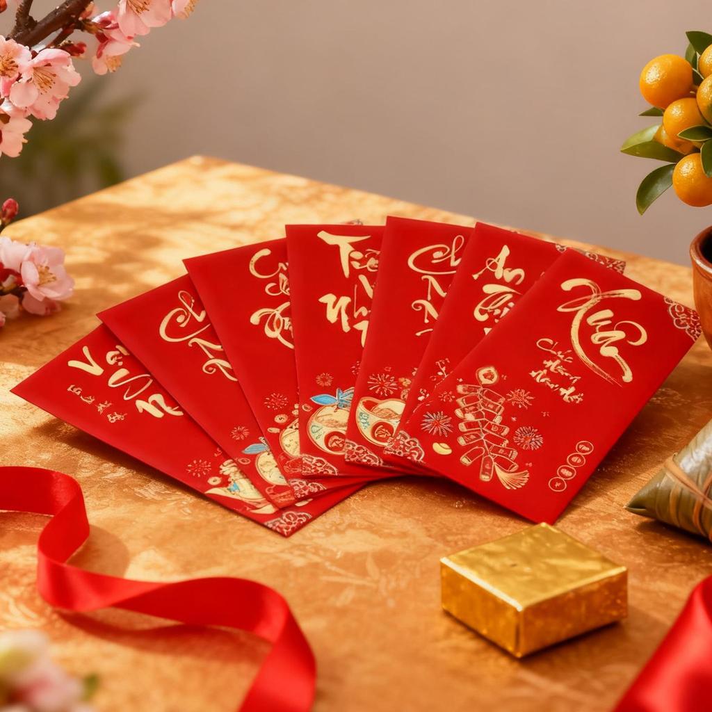 6Pcs Vietnamese New Year Red Packets 2026 Horse Zodiac Red Envelopes Lucky Money Pockets Lunar New Year Chinese Money Envelopes