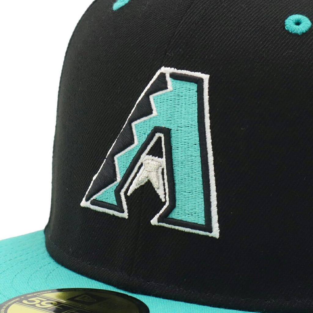 New Era 59FIFTY Cap MLB Arizona ARI 7 Side Under ONSPOTZ and 5950 Side Flat Cap (14562016, NER35C0391), Diamondbacks, Black/Teal, Black, Patch, 2-Tone