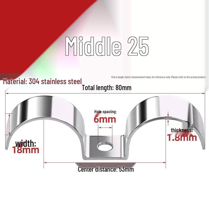 304 Stainless Steel P-Type Single-Sided Pipe Clamp, Double Clip, Half-Side Bracket, Single Hole Saddle Clamp