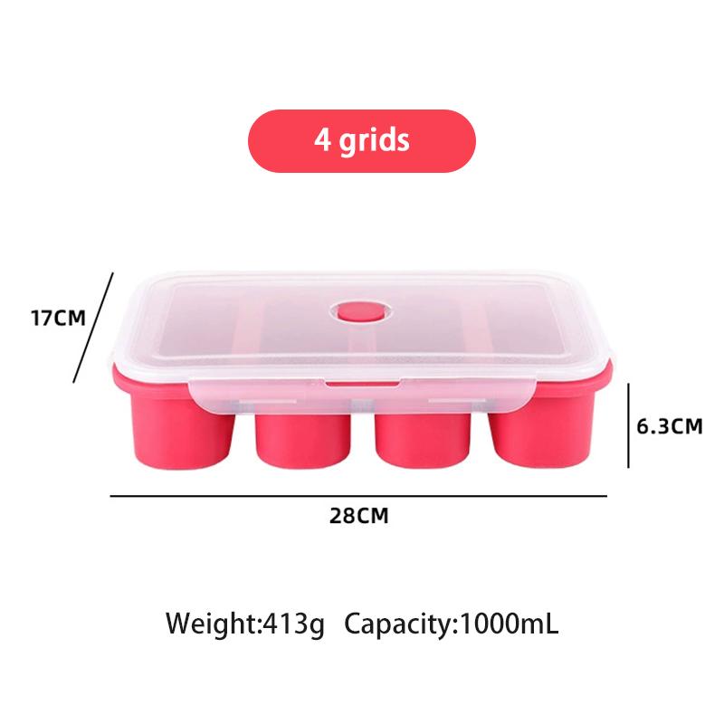 Multi Grid Soup Jelly Box Fruit Food Crisper Retain Freshness Silicone Rubber Complementary Food Freeze Storage Microwave Oven