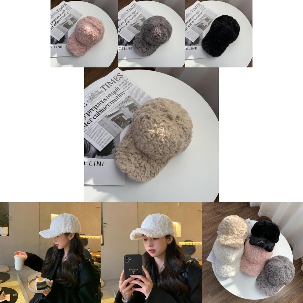 Luxurious Winter Thickened Faux Rabbit Fur Baseball Cap For Women Warm And Stylish