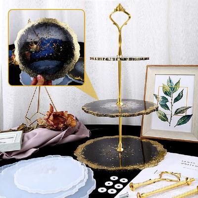 Dreistöckiger Obstteller Cupcake-Ständer Silikonform DIY Untertasse Untersetzer Harz Präsentationsständer Dekoration Tablettform mit Ständer