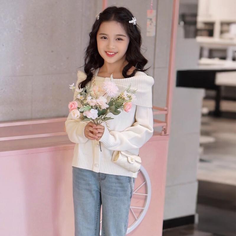 Girls' Sweet Bow Princess Knit Sweater