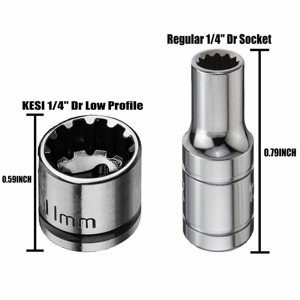 Arsenal Tool Socket Set with Storage Square 15mm Socket Short Ultra-Short Set, 12-Piece Case, 6.35mm Drive, Height, 4/4.5/5/5.5/6/7/8/9/10/11/12/13mm,