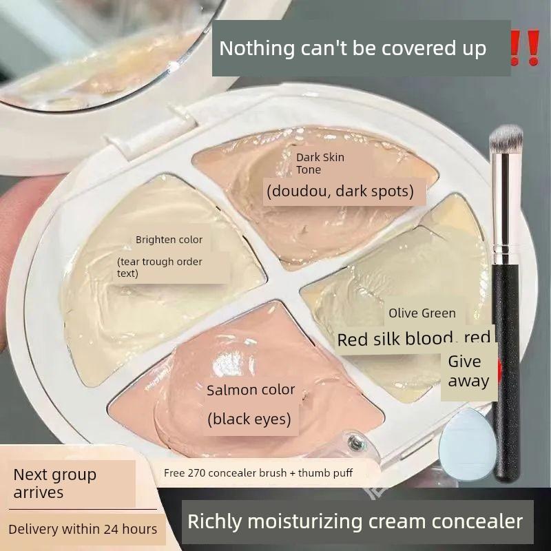 Xiaoyu Haitang Recommends Four-Color Concealer To Cover Dark Circles, Spots, Freckles, Tear Troughs, Moisturizes Without Caking, Suitable for Students