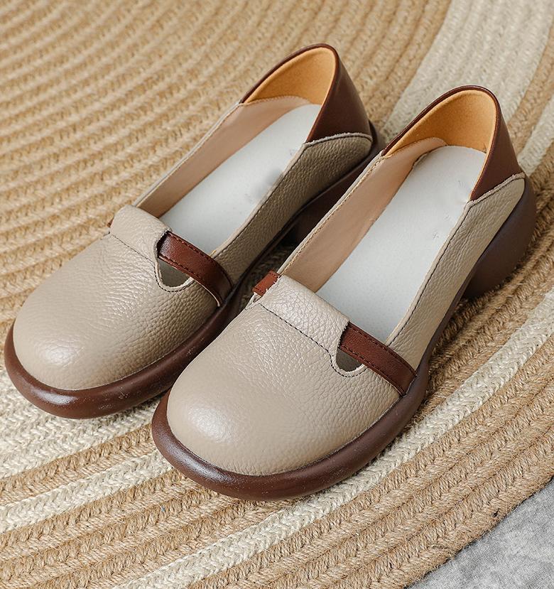 

Genuine Leather Women s Shoes Low Heeled Retro Cowhide Single Shoes Women Shallow Mouth Loafers Ladies Casual Comfortable Shoes 35
