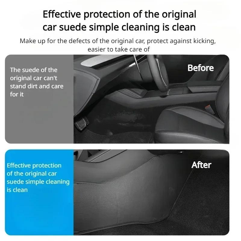 Side Defense Kick Pad for Tesla 2024 New Model 3 Highland Center Control Anti Kick Pad Leather Protective Cover Car Accessories