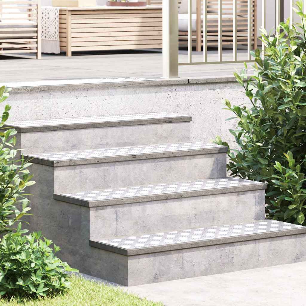 Trepte Scară Unghi Drept 4 buc Argintiu 100 x 25 cm Aluminiu
