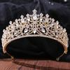 DIEZI New Baroque Korean Gold Color Crown Hair Accessories Luxury Crystal Tiara For Women Wedding Headdress Bridal Hair Zircon