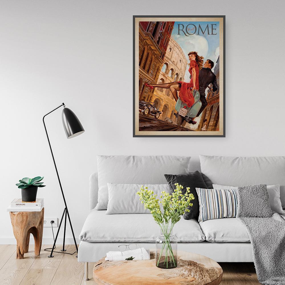 Rome Italy Vintage Colosseum Travel Advert Tourism Advert Posters Print Canvas Painting Wall Art Pictures Living Room Home Decor