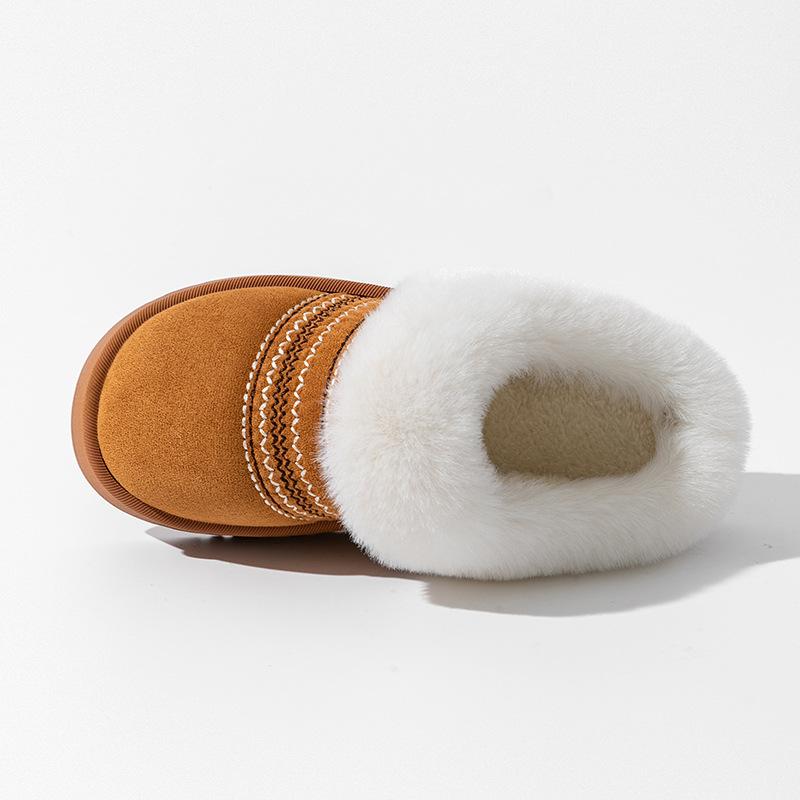 Suede cotton slippers women's wear 2025 new plush thick bottom non-slip home home thickened warm wool slippers