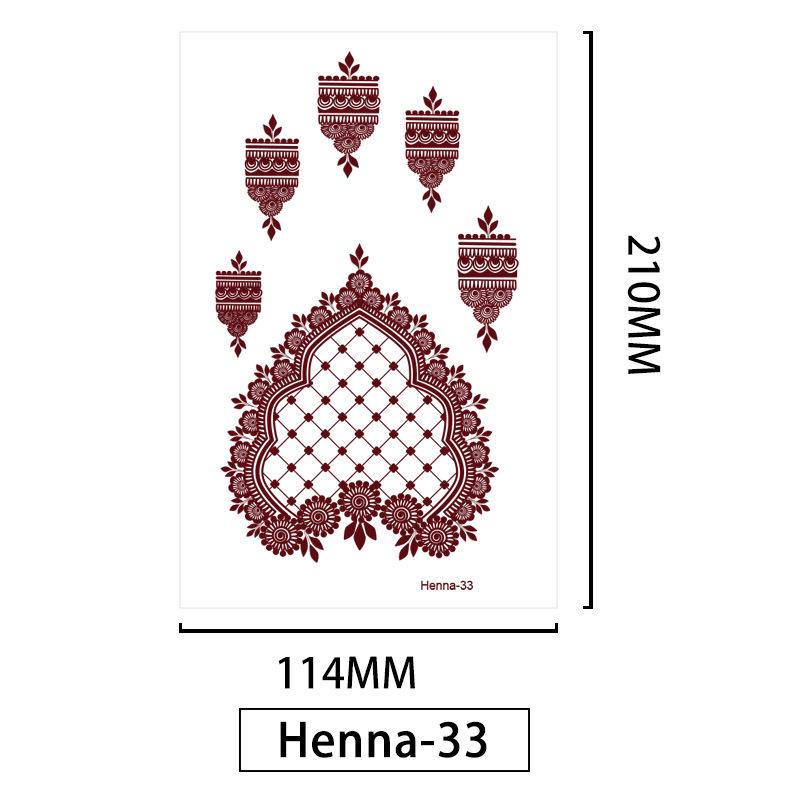 Lace Brown Waterproof Henna Flower Tattoo Stickers for Hands