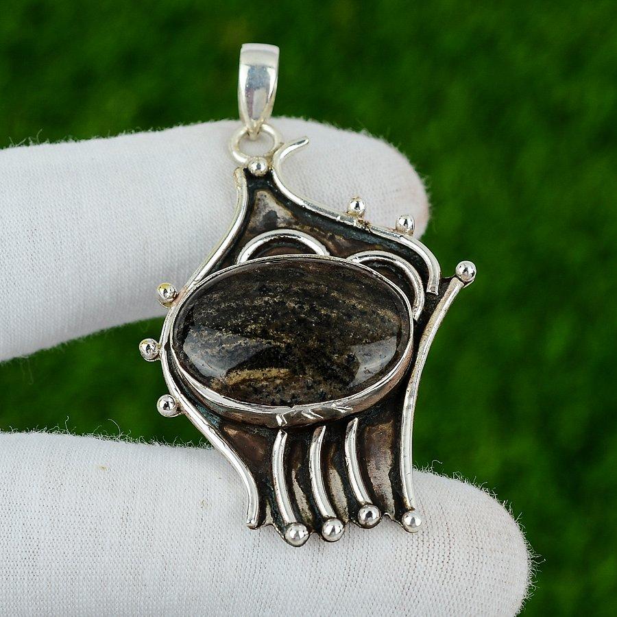 Natural Honey Dendrite Opal Gemstone Pendant 925 Sterling Silver Indian Jewelry